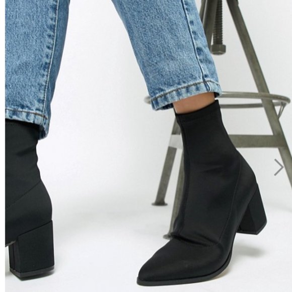 ASOS Pointed Toe Heeled Sock Boots - Picture 2 of 8